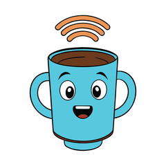 A sleek coffee mug with a glowing WiFi symbol rising like steam, blending tech and comfort. Perfect for digital creatives who sip, connect, and stay inspired on the go.