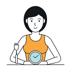 A focused woman tracks her eating window, sipping water as she practices intermittent fasting. Calm and disciplined, she balances wellness, timing, and mindful daily routines.”