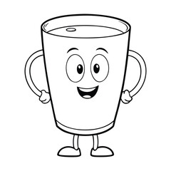 A simple mug filled with warm tea, drawn in clean outlines for coloring. Steam swirls upward, inviting creativity. Perfect for kids to shade with cozy, calming colors.