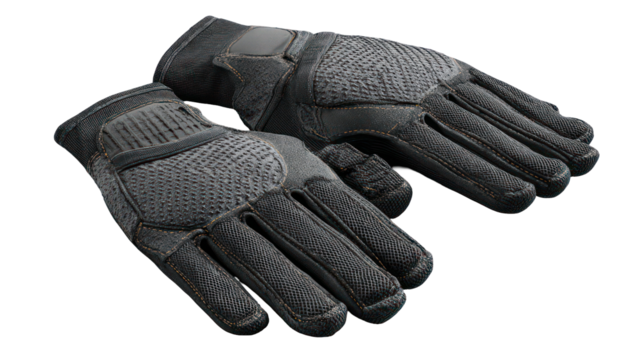 Pair of textured black gloves isolated on transparent background