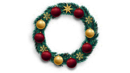 christmas wreath on white