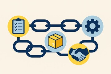 Comprehensive supply chain management illustration highlighting integration logistics workflows with an emphasis on collaboration accountability and efficiency improvement