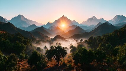 sunrise in the mountains