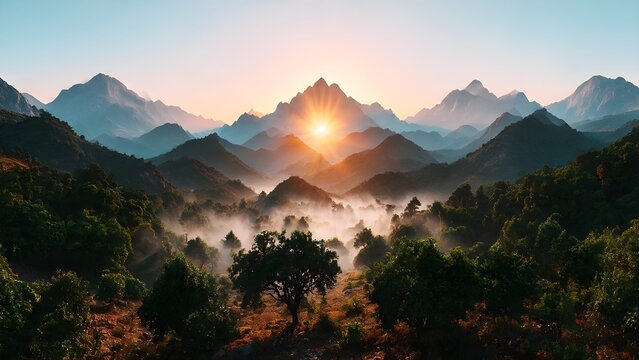 sunrise in the mountains