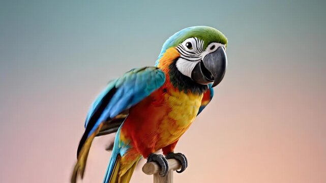 Colorful parrot perched on a branch, facing viewer