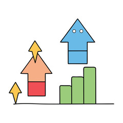 A warm gradient graph rises softly, highlighted by a bold red arrow pointing upward. It symbolizes growth, progress, and positive momentum with a glowing, uplifting feel.”