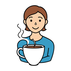 A serene woman leans over a hot steaming cup of tea, gentle curls rising around her face. Warm aroma swirls upward, creating a peaceful moment of comfort and calm.”