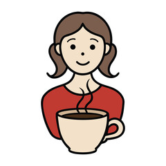 A serene woman leans over a hot steaming cup of tea, gentle curls rising around her face. Warm aroma swirls upward, creating a peaceful moment of comfort and calm.”