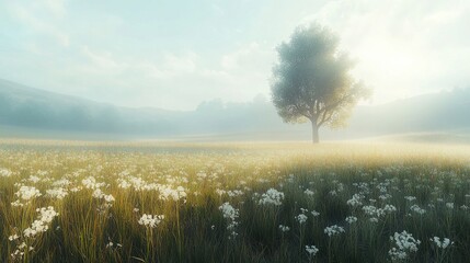 Peaceful wide field with no structures, just nature