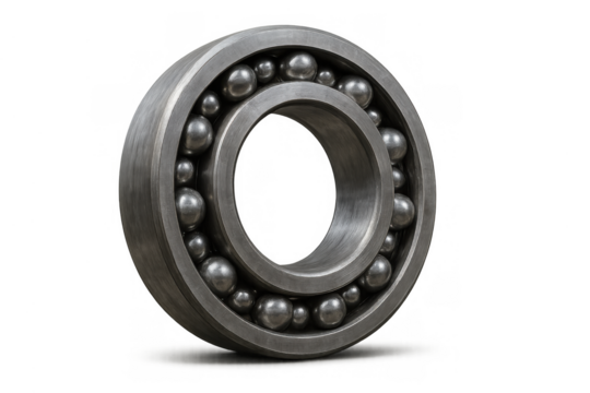 Ball bearing representing industrial engineering, precision mechanics, and power transmission, isolated on transparent background
