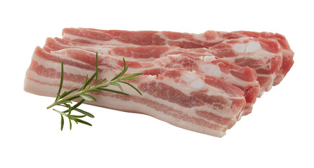 Fresh raw pork belly cut out isolated transparent background