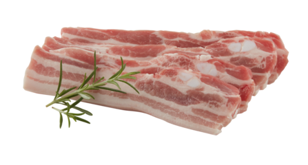 Fresh raw pork belly cut out isolated transparent background