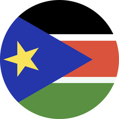 Fototapeta premium South Sudan flag round icon. National flag button, background. Circle flag of South Sudan.