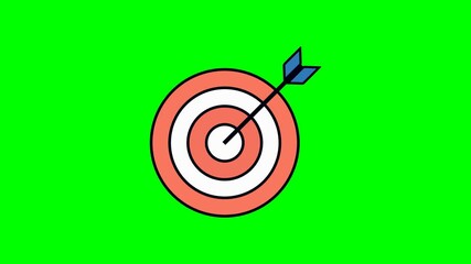 Bullseye icon featuring bold outlined rings in orange and white with a straight black arrow and blue fletching