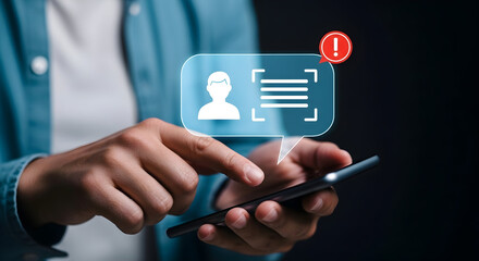 "Hands Using Smartphone with Profile Notification Bubble — Mobile User Alert, Account Notification and Real-Time Messaging Concept"

