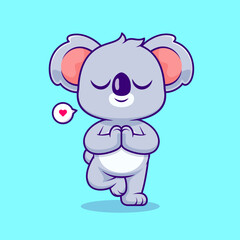 Cute Koala Meditation Yoga Cartoon