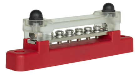 Red busbar to distribute power to six devices