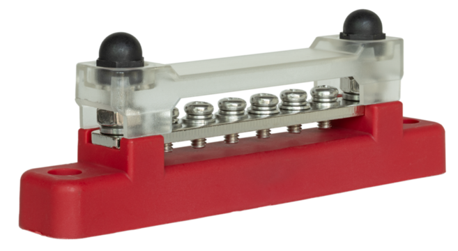 Red busbar to distribute power to six devices