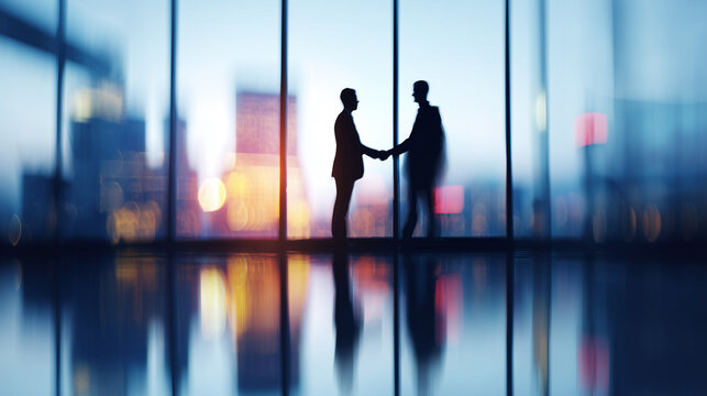 Two professionals shake hands in a modern office, symbolizing partnership, negotiation, trust, business agreement and successful corporate relationships supported by strategic collaboration and long
