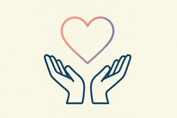 Embracing self love and compassion with two hands cradling a delicate heart symbol representing emotional well being and personal growth in a minimalistic style of expression