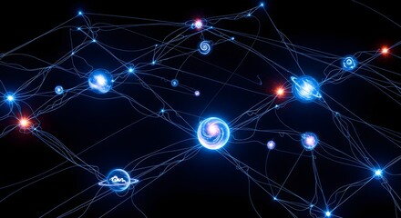 Abstract network connection structure with glowing nodes and lines background