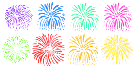 Colorful Fireworks Clipart Set with Isolated Background