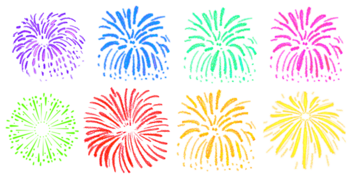 Colorful Fireworks Clipart Set with Isolated Background - Powered by Adobe