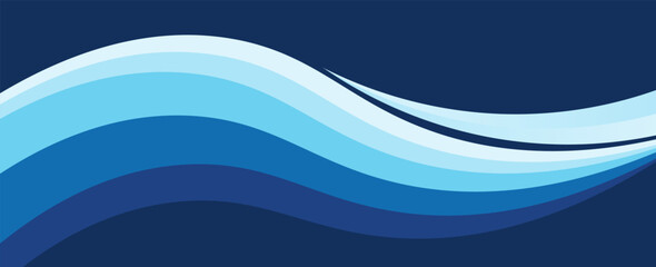 Abstract Wave Pattern with Blue Gradient Horizontal Background Design. Vector. eps10