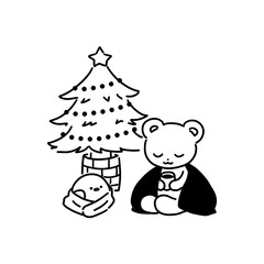 クリスマスを待つくまとシマエガ