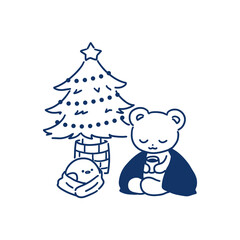 クリスマスを待つくまとシマエナガ