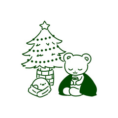 クリスマスを待つくまとシマエナガ