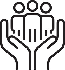 People in Hands Symbolizing Care, Support, and Community: A Vector Icon for Social Responsibility and Human Connection, Perfect for Corporate Social Impact