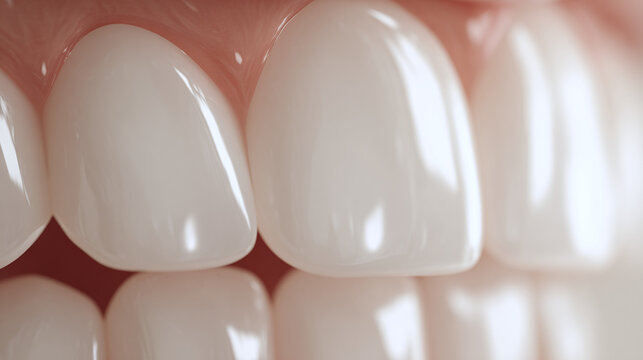 Close-up shot of pristine, white teeth, showcasing dental health and hygiene