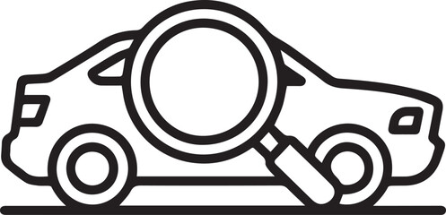 Detailed car inspection with magnifying glass for thorough auto check, ensuring safety and quality in vehicle maintenance and pre-purchase assessments