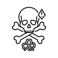 Skull and crossbones symbol with warning sign, isolated on