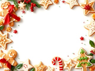Festive Christmas Cookie Border With Blank Text Space