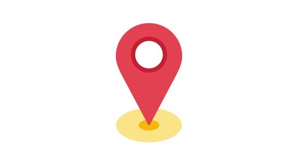 Location Pin Hovering Over Soft Yellow Platform Shadow ProRes Alpha Channel 4K 60fps Animation