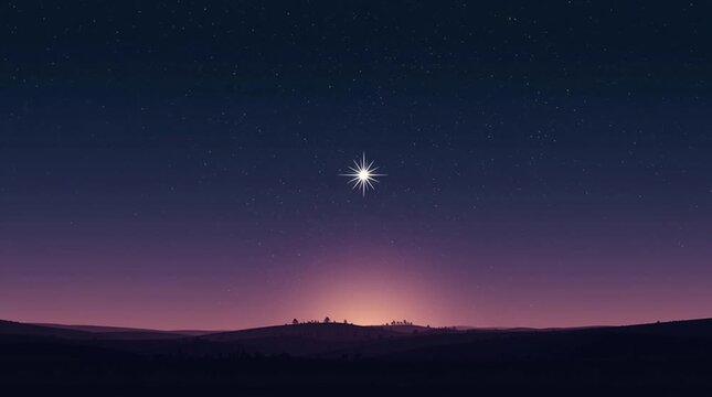 Star of Bethlehem shining over the horizon. Clean, modern, and festive scene with space for text, perfect for Christmas or holiday graphics.