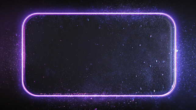 A glowing neon rectangular border with a dark background. The illuminated frame offers a sense of modern design