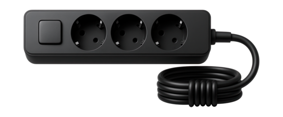 Corded extension with a switch and management system, perfect for a neat home office.