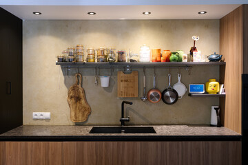 cutting boards and empty salad bowl