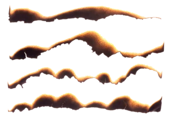 Wandcirkels plexiglas Gekleurd Glas Set of burnt paper edges with smoky gradient and irregular torn shapes with clipping path  © natrot