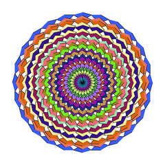 Vibrant multicolored concentric mandala pattern geometric design