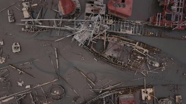 another overhead aerial shot of Staten Island Boat Graveyard
