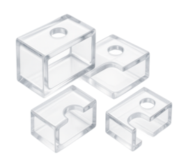 Clear clamp blocks enable easy connection inspection, ideal for organizing home office