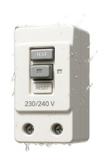 Fototapeta premium Splash-resistant automatic circuit breaker for bathrooms with GFCI for enhanced safety.
