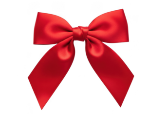 A single red satin bow isolated on transparent background