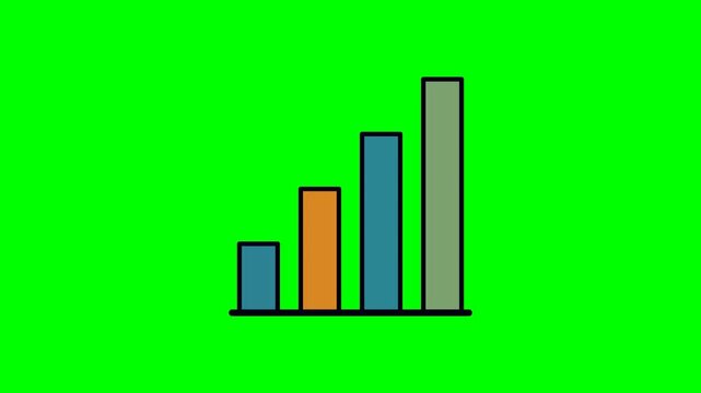 Minimalist upward bar graph icon featuring multicolored vertical bars increasing in height to symbolize progress and performance improvement