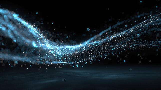 A digital art of glittering, flowing, luminescent particles creating a beautiful and dynamic wave