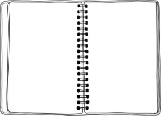 Hand Drawn Vector Open Notebook Line Art Copy Space background Illustration 